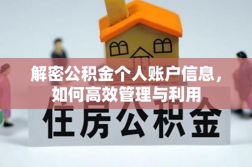 友谊解密公积金个人账户信息，如何高效管理与利用